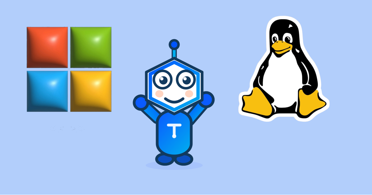 Passare da Windows a Linux: Teko tra il simbolo di windows e tux
